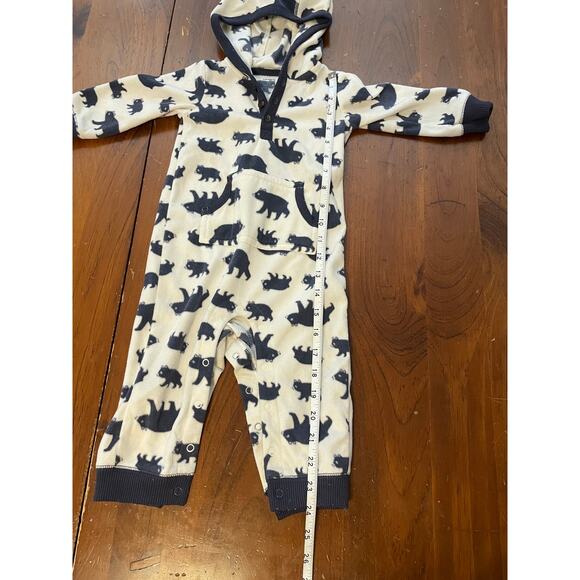 Carters 12 Months One Piece Hooded Fleece Outfit Jumpsuit White Navy Bears - Picture 8 of 10